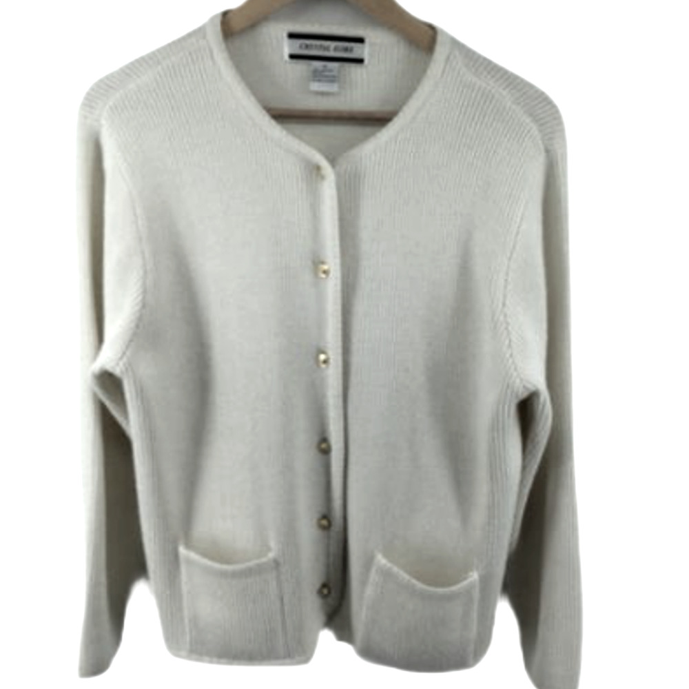 Crystal-Kobe Gold Button Cardigan Medium Color Cream